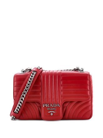 Prada Chain Flap Shoulder Bag Diagramme Quilted Leather Medium crossbody bag - Rosso
