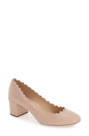 Chlo&eacute; Lauren Scalloped Pump in Pink Tea Leather at Nordstrom, Size 4Us
