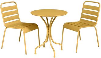 VENTE-UNIQUE.COM Conjunto de mesa y sillas para jard&iacute;n acero mostaza