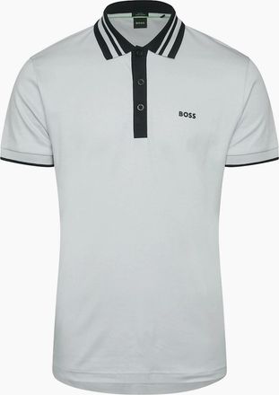 HUGO BOSS Mens Paule Tape Stripe Collar Polo Shirt - Grey - Size: 46