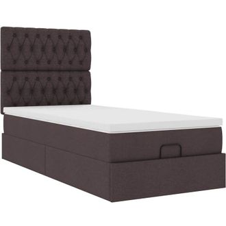 vidaXL Estructura Cama Otomana Colch&oacute;n Tela Marr&oacute;n Oscuro 90x190 Cm Vidaxl