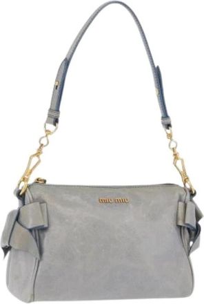 Miu Miu Pre-owned Shoulder Bag - Dames - Vintage Schoudertas - Grijs - ONE Size - Leer - Vintage