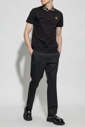 Versace Polo Shirt With Logo, Mens, Black