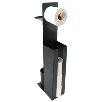 Spirella Combinaci&oacute;n De Inodoro Con Soporte Para Smartphone Acero Y Bamb&uacute; Yoni Negro Mate Spirella