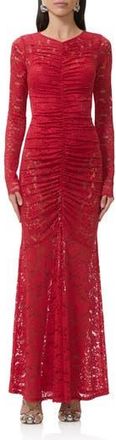 AFRM Jenima Long Sleeve Lace Mermaid Gown in Poppy Red at Nordstrom Rack, Size Medium