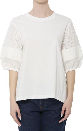 Moncler White Embroidered Crew Neck T-Shirt