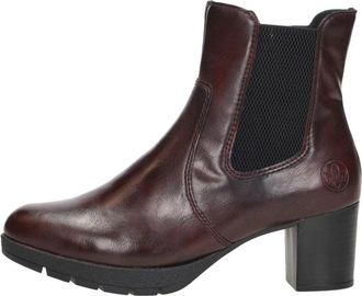 Rieker Enkellaarsjes Hak - Dames - Laarzen met Hak - Bruin - 41 EU - Leer - Schoenen