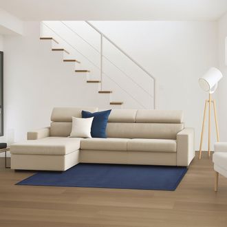 Dmora Sof&aacute; Fijo Eliana, Sof&aacute; De Esquina, 100% Made In Italy, Sof&aacute; De Sal&oacute;n Con Chaise Longue, En Tela Acolchada - Pen&iacute;nsula Contenedor Izquierda, Con Reposa