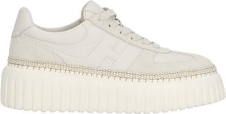 Hogan White H-Stripes Suede Inserts Sneakers