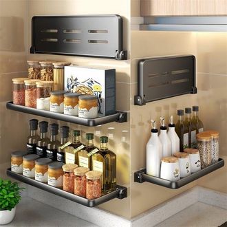 OEM Mensola Da Cucina, Portaspezie, Pieghevole, 41,5&times;15&times;6,5 Cm - Contenitore Da Cucina Senza Foratura, Per Spezie, Multifunzionale - Bianco