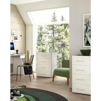 Dmora Cajones Primula, Cajonera con 4 cajones para dormitorio, Mueble multiusos para oficina o estudio, Cm 60x41h87, Cemento y Blanco, con embalaje