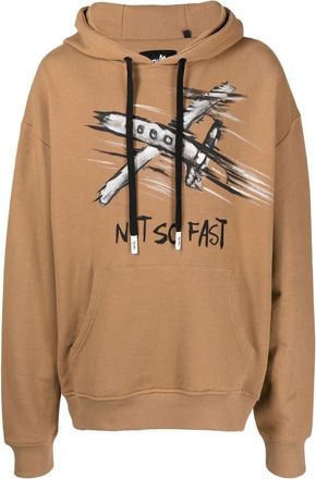 Haculla Not So Fast print hoodie - men - Cotton - M - Brown