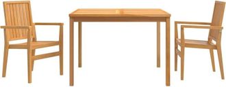 vidaXL Juego De Comedor Para Jard&iacute;n 3 Pzas Madera Maciza De Teca Vidaxl