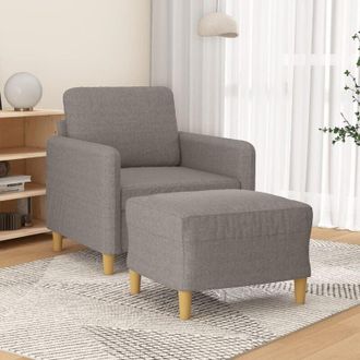 vidaXL Poltrona con Poggiapiedi Tortora 60 cm in Tessuto - Vidaxl