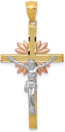 Diamond2Deal 14k Tri-color Gold Crucifix Pendant