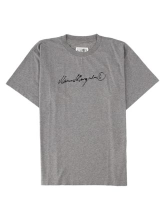 Maison Margiela Minimalist Script Detail Grey Cotton T-Shirt