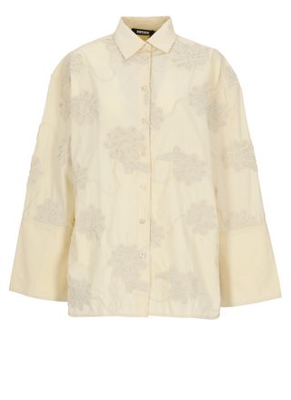 Rotate Ivory Flower Floral Embossed Shirt
