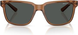 A|X Armani Exchange 56mm Square Sunglasses in Transparent Brown /Grey at Nordstrom