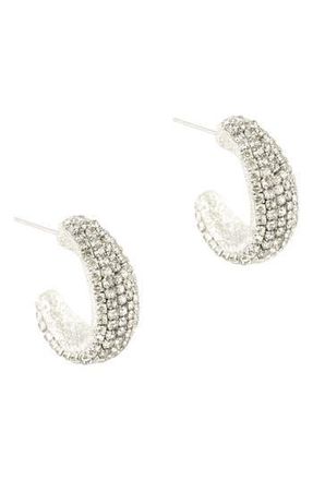 Deepa Gurnani Biles Crystal Hoop Earrings in Silver at Nordstrom Rack