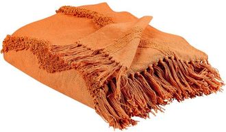 Beliani Beliani - Manta De Algod&oacute;n Naranja 125 X 150 Cm Patr&oacute;n Geom&eacute;trico Sala De Estar Khari