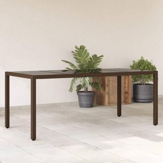 vidaXL Vidaxl - Mesa De Jard&iacute;n Superficie De Vidrio Rat&aacute;n Pe Marr&oacute;n 190x90x75cm