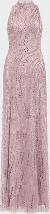 Jenny Packham Cosmea Sequined Halter Gown