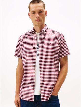 Tommy Hilfiger Mens Regular Fit Gingham Oxford Shirt - Red - XXL