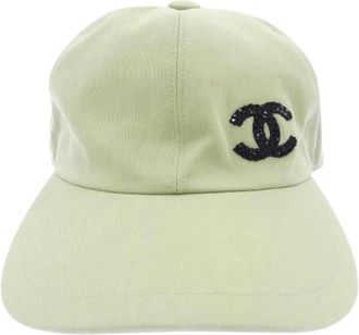 Chanel Pre-owned Accessories, female, Green, Size: ONE SIZE Pre-owned Cotton Cap