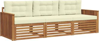 vidaXL Conjunto De Sof&aacute;s De Exterior 3 Uds. Natural Y Crema Vidaxl