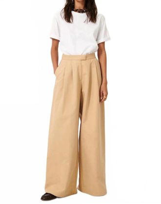 Sessun Rivera Wide Leg Pleated Trousers In Jonc