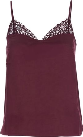 Twin-Set Bordeaux Top With Thin Strap And Logo Plaque On The Back In Fabric Woman