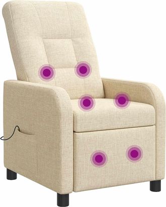 vidaXL Silla De Masajes Reclinable Crema Tela Vidaxl