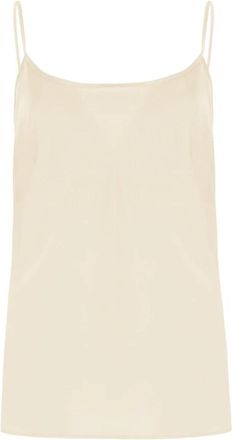 D.exterior Satijnen tanktop met V-hals - Dames - Tops zonder mouwen - Beige - M - Satijn - Tops