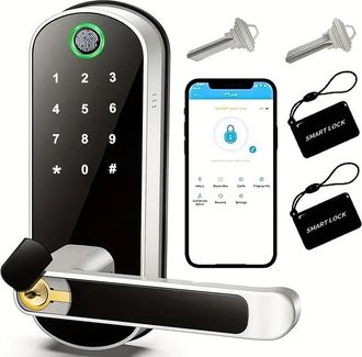 OEM Cerradura Por Huella Dactilar, Apertura Libre Mediante C&oacute;digo, Cierre Total, Color Plata (para Puertas Interiores)