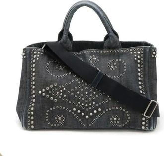 Prada Pre-owned Tote Bags, female, Blue, Size: ONE SIZE Pre-owned Denim Tote Bag