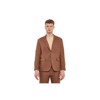 Liu Jo Blazers, male, Brown, Size: XL Lightweight Pure Linen Jacket