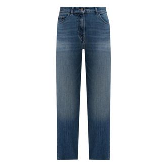 Twinset Slim-fit Jeans, female, Blue, Size: W32 Denim Jeans with Scratch Effect Embroidered Logo