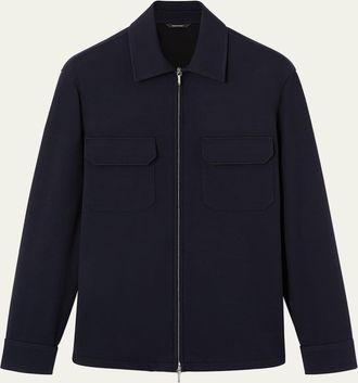 Loro Piana Mens Vellano Wool and Nylon Zip Overshirt