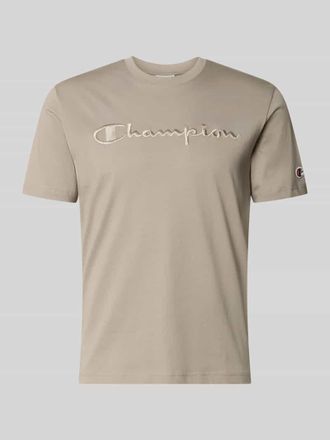Champion T-Shirt mit Label-Stitching mit Rundhalsausschnitt in Offwhite, Gr&ouml;&szlig;e XXL
