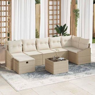 vidaXL Vidaxl - Conjunto De Sof&aacute; De Jard&iacute;n Con Coj&iacute;n 8 Pcs Beige Polirat&aacute;n