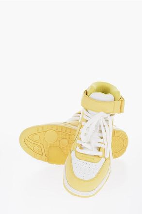 Off-white Leather Lace-Up Sneakers OUT OF OFFICE With Velcro Closure size 41