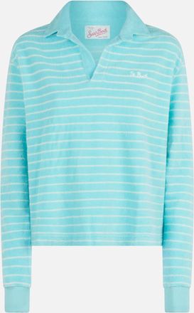 MC2 Saint Barth Light Blue Terry Striped Sweatshirt Magda