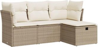 vidaXL Juego De Sof&aacute;s Jard&iacute;n Con Cojines 4 Pzas Rat&aacute;n Sint&eacute;tico Beige Vidaxl