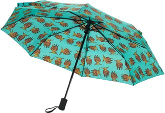 Eco Chic Automatic Umbrella Windproof Strong Compact Folding Travel Umbrella (Highland Cow Green)