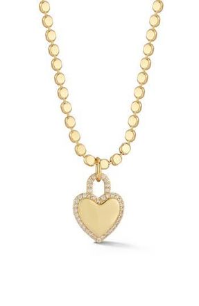 Glaze Jewelry Pav&eacute; Cubic Zirconia Heart Lock Pendant Necklace in Gold at Nordstrom Rack