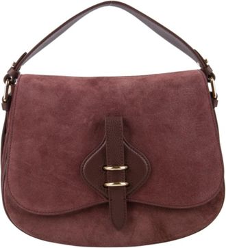 Coccinelle Mavery Structured Burgundy Calf Suede Handbag