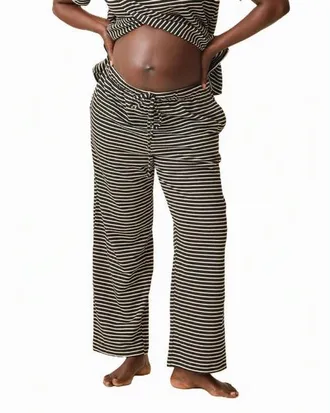Kindred Bravely Luxe Terry Maternity & Postpartum Pant in Black Ivory Stripe at Nordstrom, Size X-Large