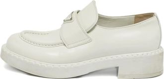 Prada Mocassini in pelle con logo - Bianco