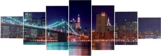 Hhg Hhg - Nunca Usado] Cuadro Lienzo T375 Xl, Cuadro De Pared Bastidor De Impresi&oacute;n De Arte, 7 Piezas 245x87cm, Nueva York