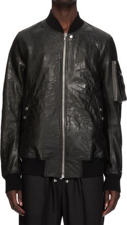 Rick Owens Black Bomber In Pelle Leather Jacket